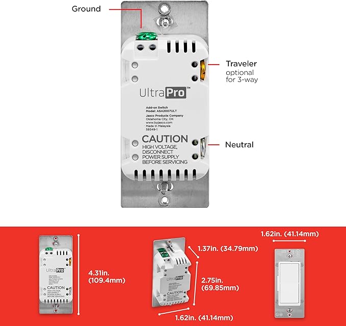 UltraPro 700 Series Add-On Switch QuickFit and SimpleWire, in-Wall White Rocker - Image 3