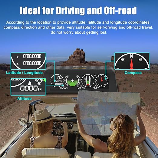 Car Inclinometer for Off-Road Driving Digital GPS Speedometer HUD, Pitch & Roll - Image 5