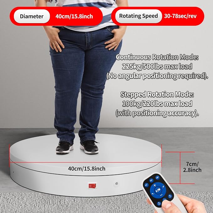 15.8In Remote Large Motorized electric turntable Rotating platform Photography - Image 7