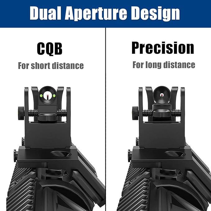 UUQ 45 Degree Offset Fiber Optic Iron Sights, Flip Up Front Rear Sites - Image 5
