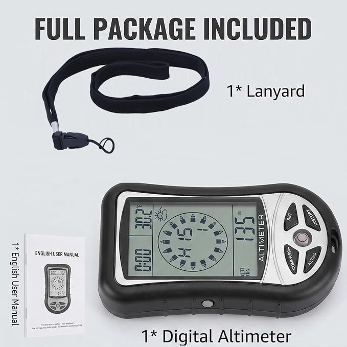 Digital Altimeter, Digital Compass, Hiking Thermometer, Barometer 8 in 1 - Image 9