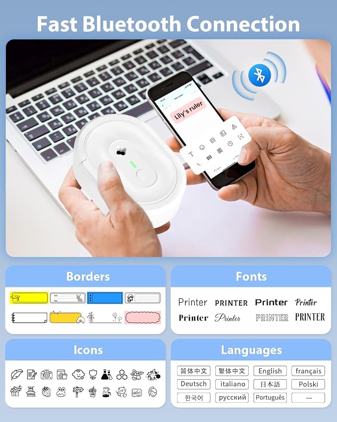 Label Maker Machine with Tape, N12 Portable Bluetooth Label Printer, Wireless - Image 2