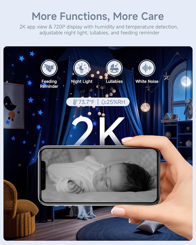 ARENTI Baby Monitor, 2K/3MP WiFi 6 Camera and Audio, 5-inch Wireless Screen - Image 4