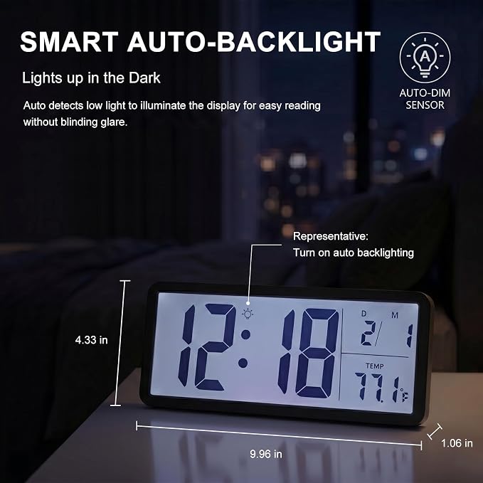 JoFomp 10.5" Large Digital Wall Clock Battery Operated - Image 2