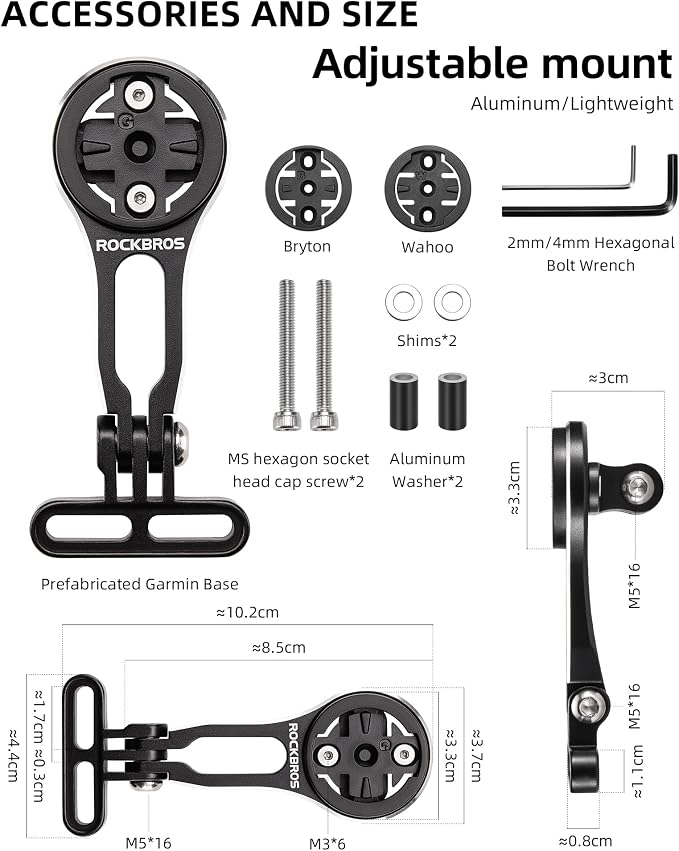 ROCKBROS Bike Computer Mount Adjustable Out-Front Bicycle Computer Mount - Image 6