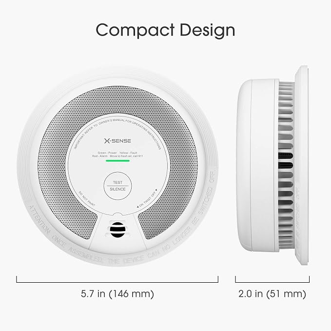 X-Sense 2-in-1 Smoke and Carbon Monoxide Detector Alarm, 10-Year - Image 3