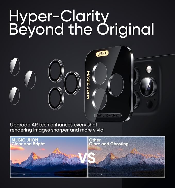 MAGIC JOHN for iPhone 16 Pro Max/16 Pro Camera Lens Protector 9H Aerospace - Image 3