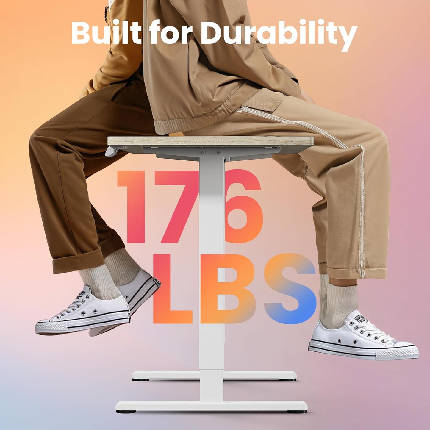 HUANUO Electric Standing Desk, 40 x 24 Inch Height Adjustable Computer Desk with Storage Bag, 4 Height Memory Settings, Sit Stand Up Desk for Home Office, Light Walnut