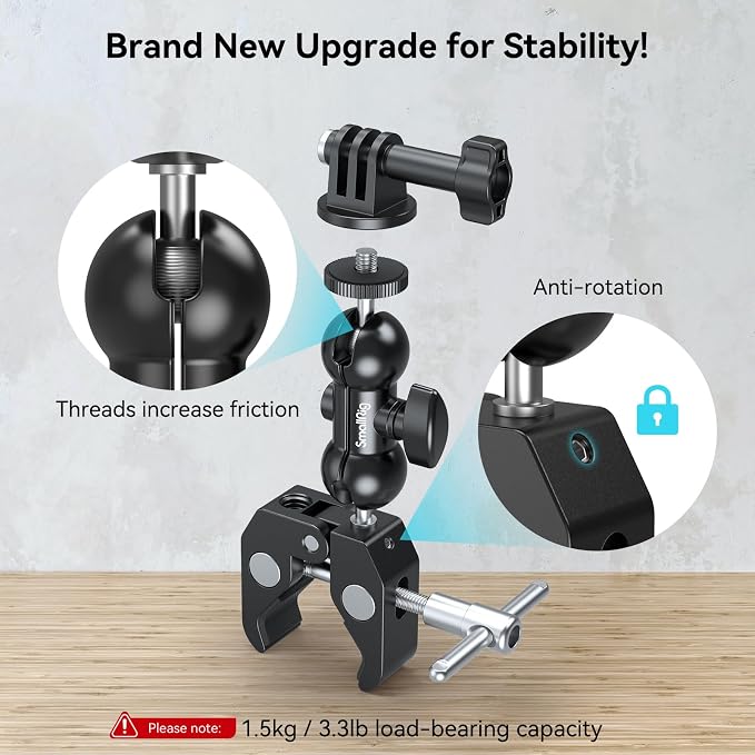 SMALLRIG Camera Mount Kit, Ball Head Magic Arm - Image 2