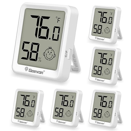 Geevon 6 Pack Mini Digital Hygrometer Gauge Indoor Thermometer – LCD Monitor by GEEVON