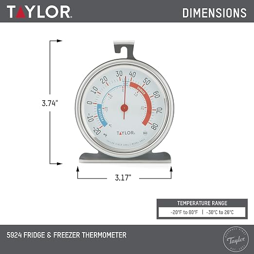 Taylor 5924 Large Dial Kitchen Refrigerator and Freezer Analog Thermometer - Image 3