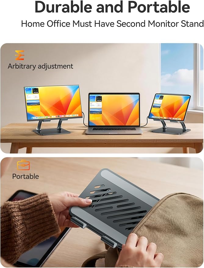 tounee Tablet Holder Stand, Dual Rod Adjustable Aluminum Desktop Stand - Image 7