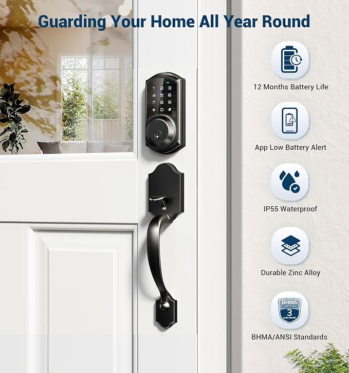 Veise VE06-H Smart Front Door Lock Set, App Control, Keyless Entry Deadbolt - Image 7
