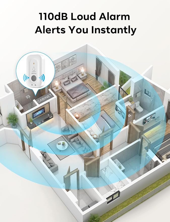 MAXCIO Water Leak Detectors 3 Pack, 110dB Adjustable Smart Water Sensor - Image 2