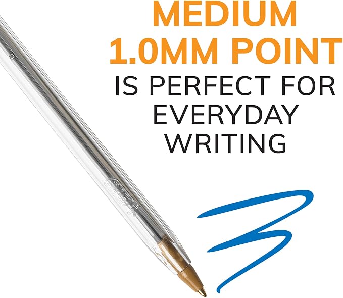 BIC Cristal Xtra Smooth Blue Ballpoint Pens, Medium Point, School Supplies - Image 3