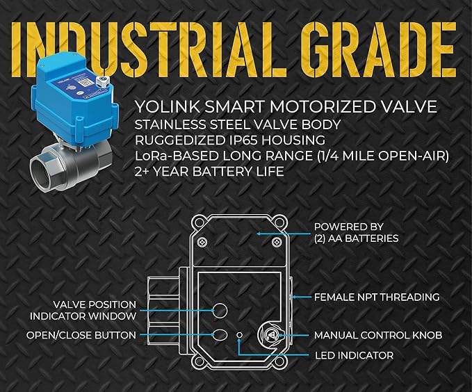YoLink 1/2" Commercial Grade Smart Motorized Stainless Steel Ball Valve LoRa - Image 4