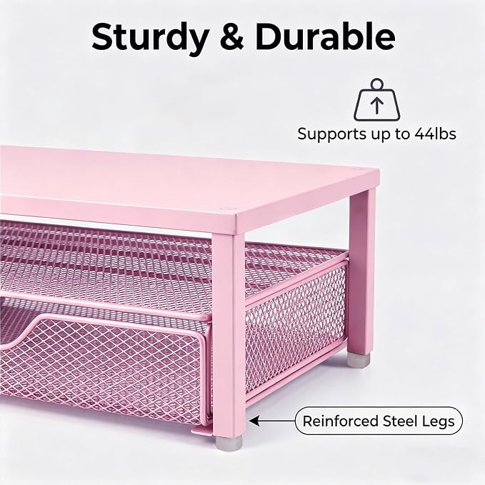 Spacrea Desk Organizer and Accessories, Computer Monitor Stand Riser - Image 4