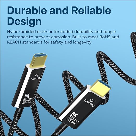 MMOBIEL HDMI 8K Fiber Optic Cable 10ft 48Gbps Ultra High Speed – 8K@60Hz - Image 5