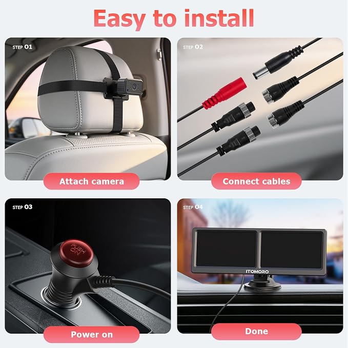 Itomoro Baby Car Camera for 2 Kids, 7 Inch HD 1080P Split Screen Dual Car - Image 7