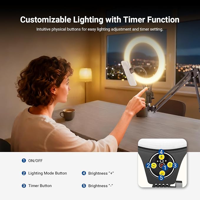 NEEWER Entry Level Version 10.5" Overhead Desktop LED Ring Light, Clamp Stand - Image 6