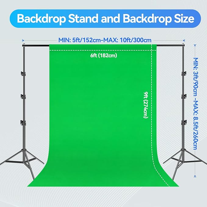 EMART 8.5X10 FT Green Screen Backdrop Kit, Photography Umbrella - Image 2