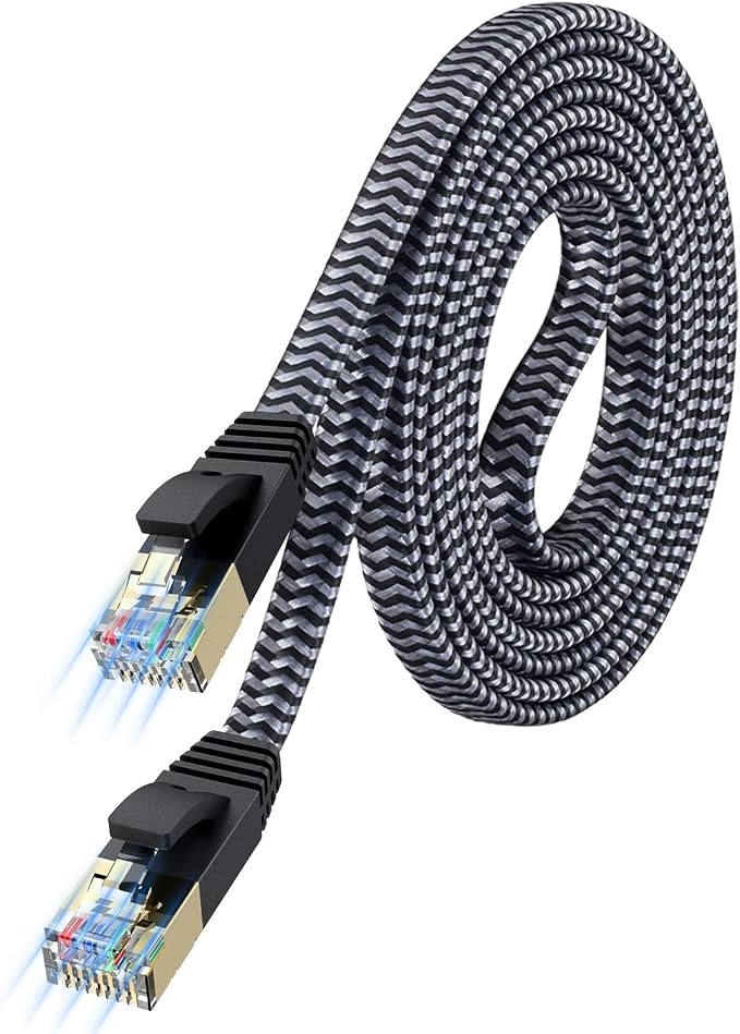 Cat 7 Ethernet Cable 5ft – 10Gbps High-Speed, Premium Braided Flat Design by MORELECS