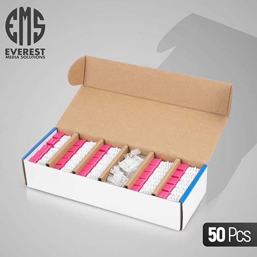Everest 90° Angled RJ45 Cat6 Keystone Jacks 50-Pack in Pink - Image 2
