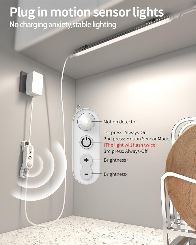 ASOKO Motion Sensor Dimmable Led Under Cabinet Lighting Plug in - Image 2