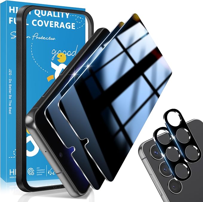 2 Pack for Samsung Galaxy S23 Privacy Screen Protector, 2 Pack Camera Protector by JavoYion