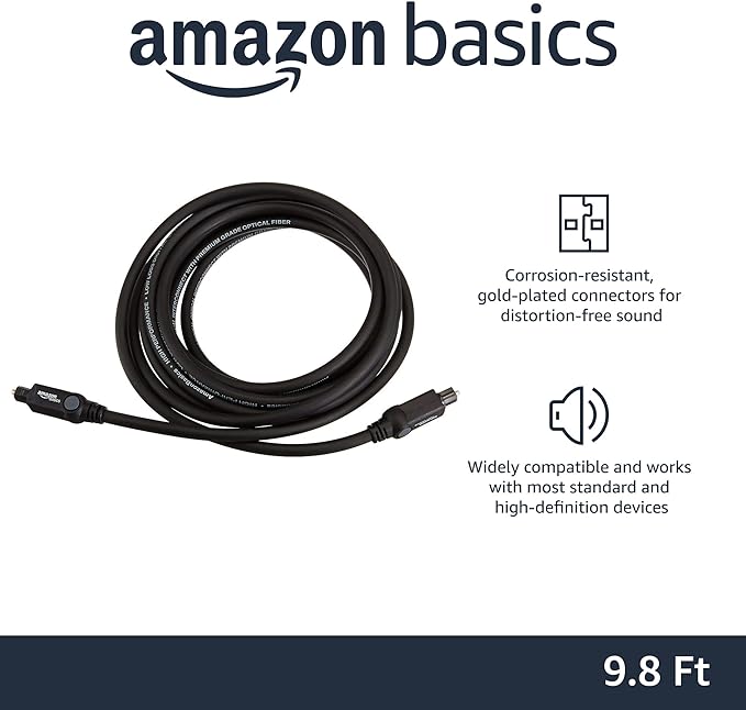 Amazon Basics Toslink Digital Optical Audio Fiber Optic Cable, - Image 2