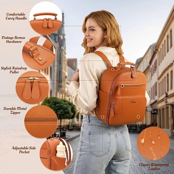 Small Camera Backpack, Classic PU Leather - Image 5