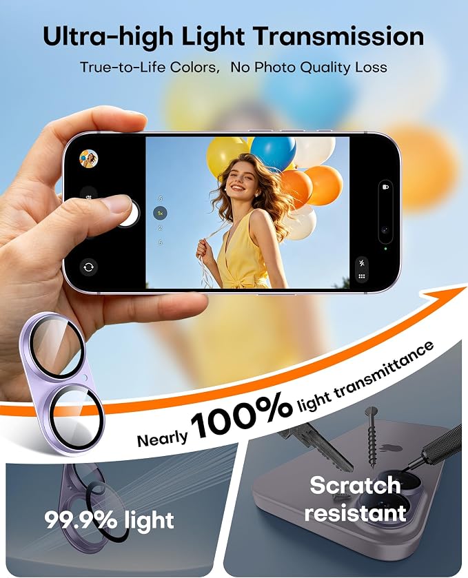 TAURI 2 Pack for iPhone 17 Camera Lens Protector, Full Coverage Military-Grade - Image 6