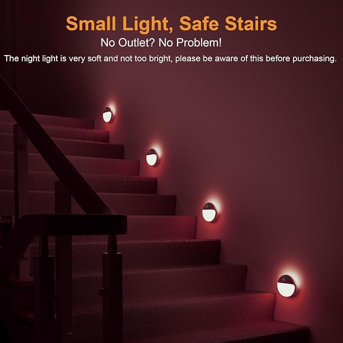 YUNLEX 2 Pack Red Night Light, Battery Operated Night Light, 2.6" Small Sticky - Image 3