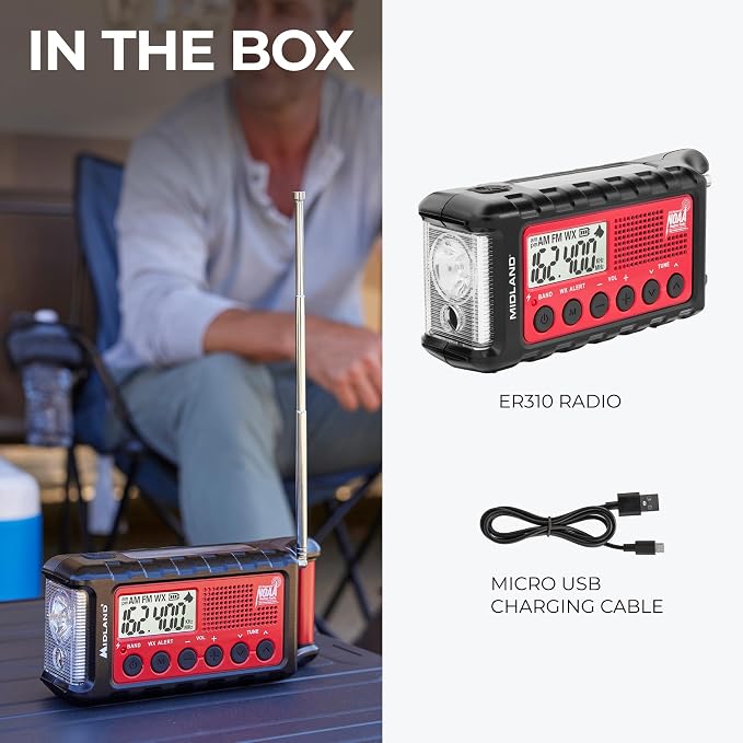 Midland - ER310, Emergency Crank Weather AM/FM Radio - Multiple Power Sources - Image 6