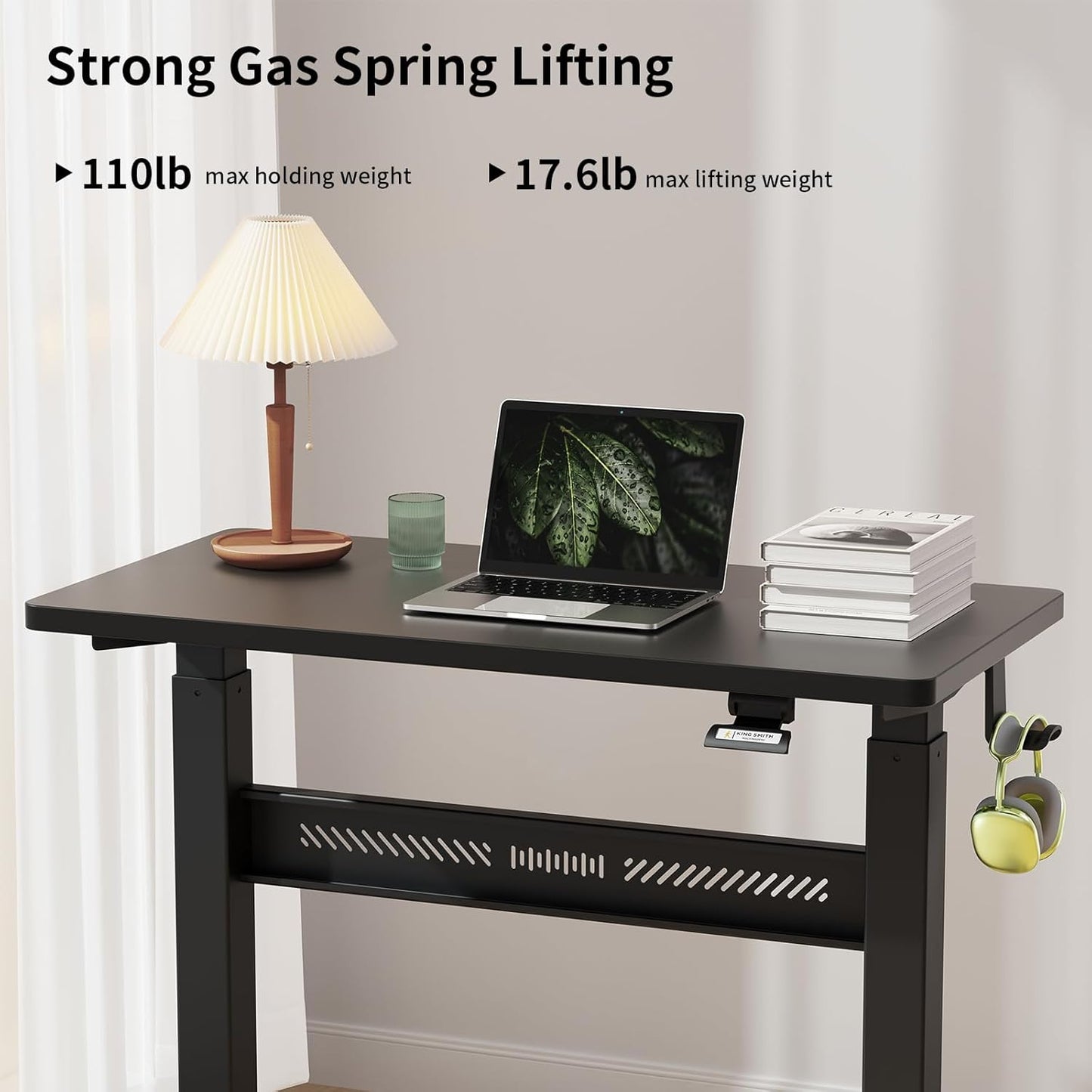Mobile Walking Pad Desk with Wheels, Pneumatic Small Rolling Standing Desk Riser Height Adjustable (28-43.7") for Treadmill, Portable Computer Table for Home Office, Black