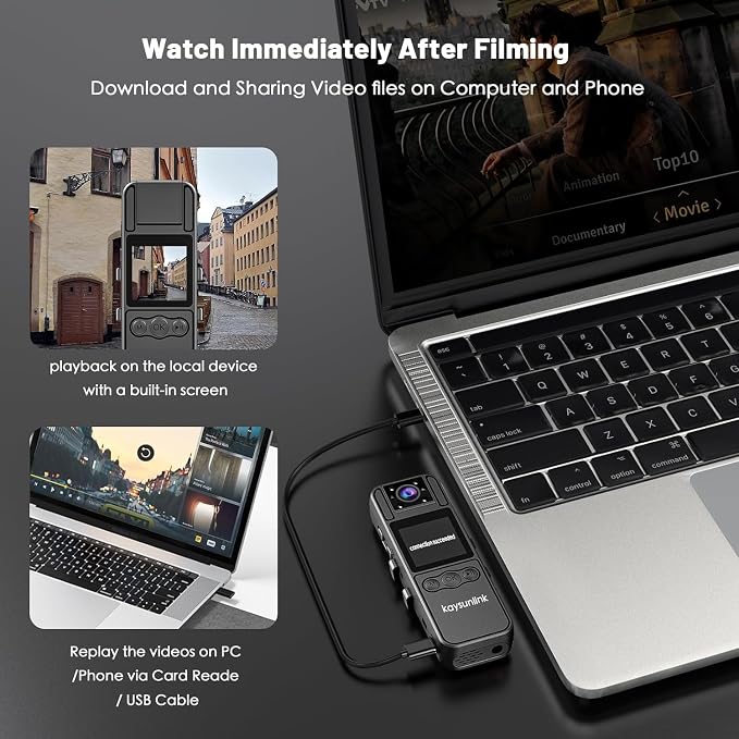 kaysunlink Body Camera with Audio and Video Recording 1080P FHD Mini Police - Image 6