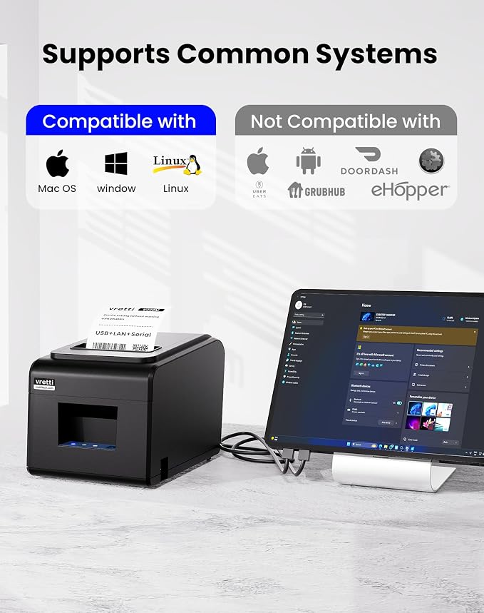 vretti Thermal Receipt Printer, Not Support - Image 2