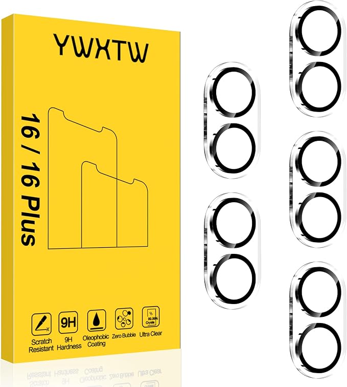 YWXTW [5 Pack Designed for iPhone 16 Camera Lens Protector, for iPhone 16 Plus by YWXTW