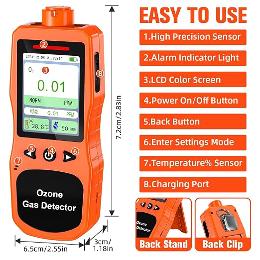 Portable Ozone Detector, 0-100 PPM Ozone Gas Monitor - Image 2