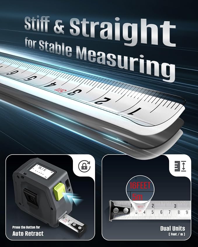 Laser Tape Measure 2-in-1, Inkerma 130Ft Laser Measurement Tool & 16Ft - Image 3