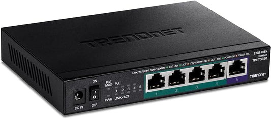 TRENDnet 5-Port Unmanaged 2.5G PoE+ Switch, Compact Desktop Design, Metal by TRENDnet