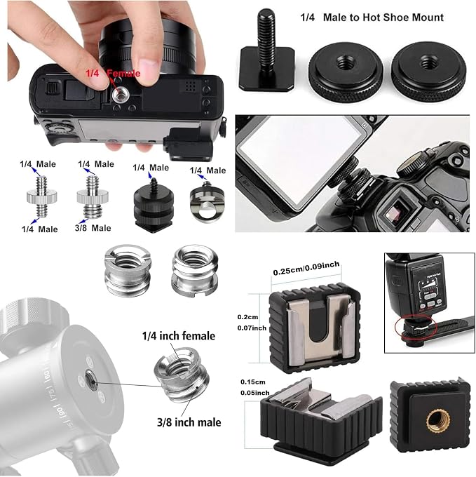 30Pack Camera Tripod Screw Mount Kit 1/4 to 3/8 Inch Adapter Threaded Converter - Image 2