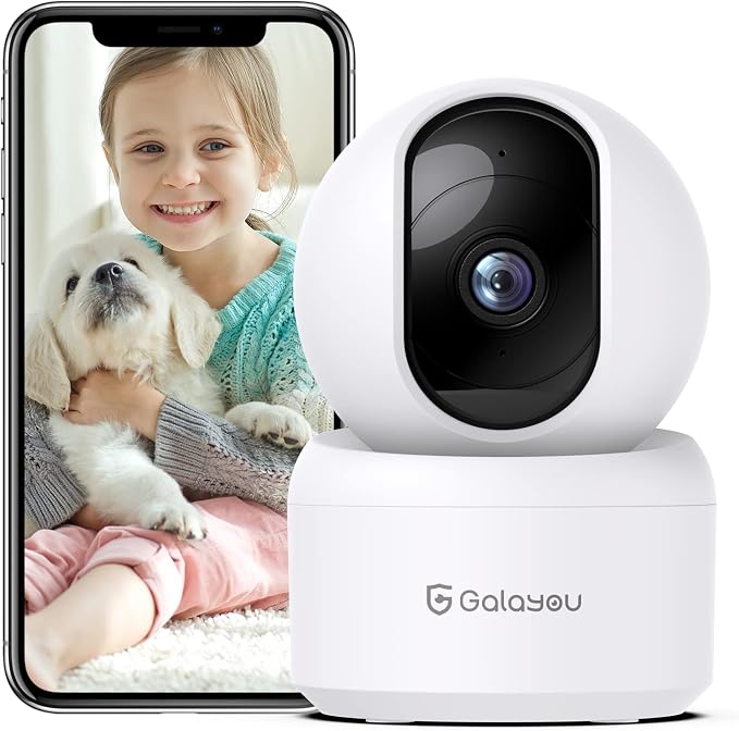 GALAYOU Indoor Security Camera 2K, Pet Camera, 360 Degree 2.4G WiFi Home by GALAYOU