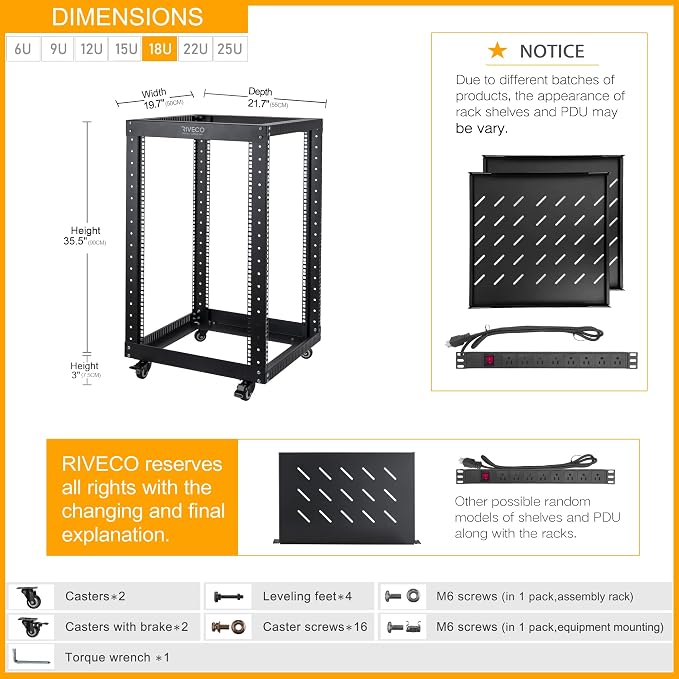RIVECO 18U Open Frame Server Rack - Image 2