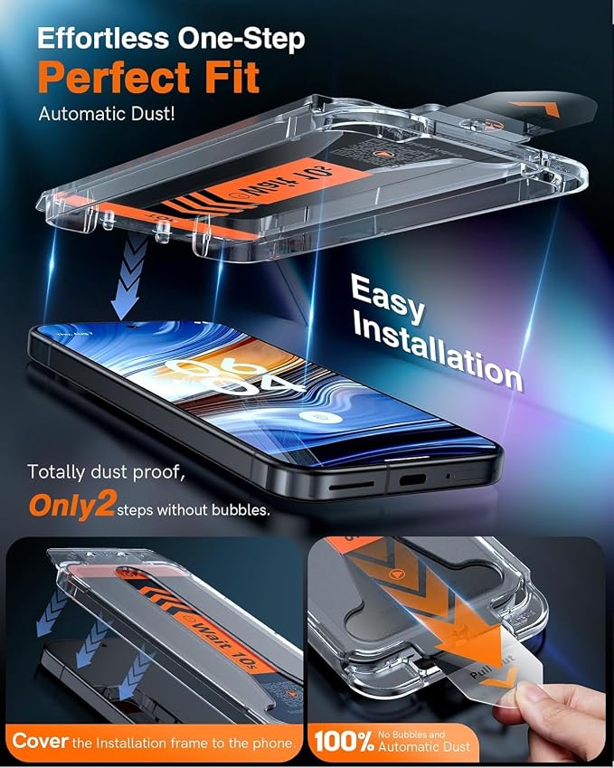 LK 2 Pack for Google Pixel 10 Pro Screen Protector 0 Bubble HD Clear 9H - Image 2