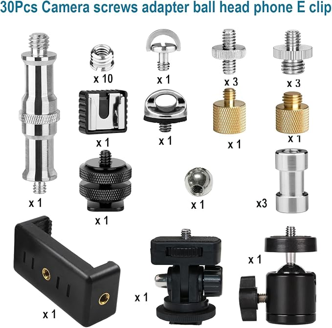 30Pack Camera Tripod Screw Mount Kit 1/4 to 3/8 Inch Adapter Threaded Converter - Image 7