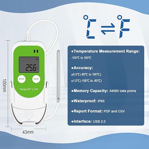 Tzone Low Temperature Data Logger USB Freezer Thermometer Recording - Image 4