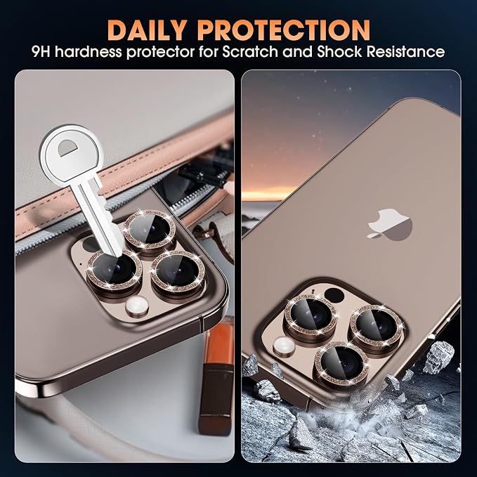 for iPhone 16 Pro/16 Pro Max Camera Lens Protector Bling Individual Metal - Image 2