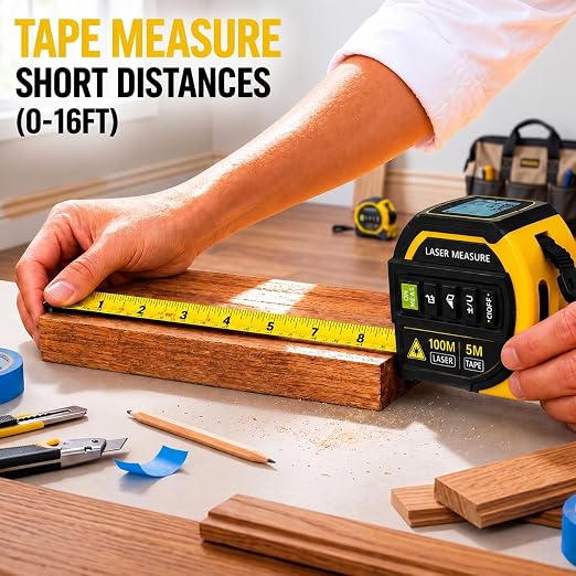 4-in-1 Digital Laser Tape Measure, 16FT Tape, 328FT Distance Meter | 33FT - Image 3
