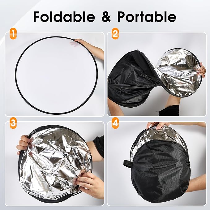 5-in-1 Light Reflector 32 Inch/80 cm Photography Diffuser Collapsible Portable - Image 6
